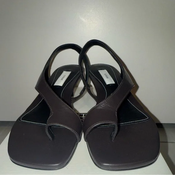 Toteme Sculptural Slingback Leather Sandals, 39, Pepper - Picture 5 of 15